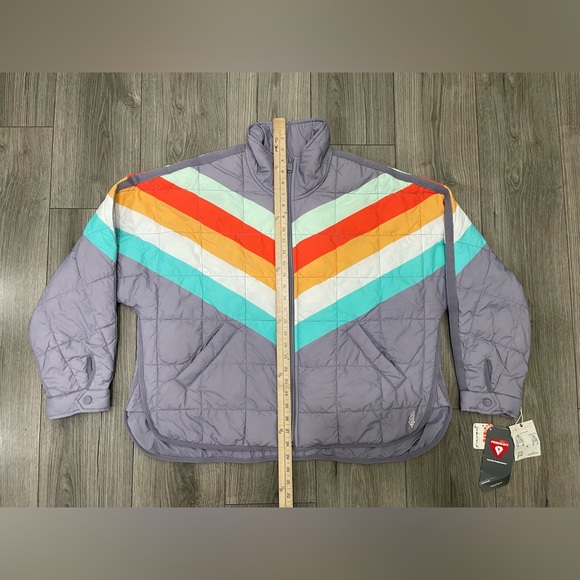 Free People Pippa Printed Packable‎ Puffer Jacket Steel Peach Combo Large - Picture 5 of 12